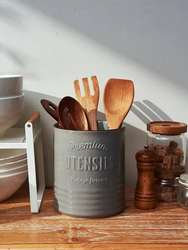 Miniatura 2 de DOWAN Soporte para Utensilios de Cocina Extra Grande de 7.2″ - Soporte para Utensilios Estilo Granja para Encimera - Recipiente de Cerámica para Gris