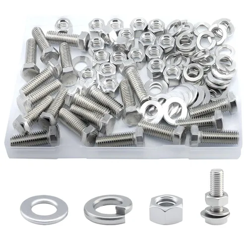 Miniatura 22 de Tornillo de cabeza hexagonal 1/4-20 x1 (20 unidades), tuercas de bloqueo, kits de arandelas planas y de bloqueo, acero inoxidable 304 18-8
