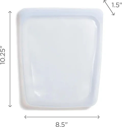 Miniatura 5 de Bolsa de almacenamiento de alimentos reutilizable de silicona premium Stasher de medio galón, color negro, apta para microondas, sous vide