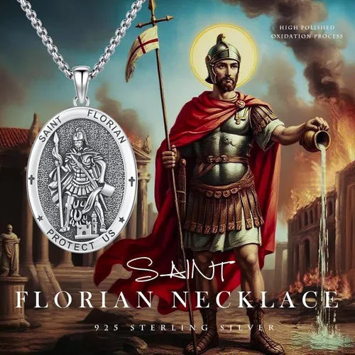 Miniatura 212 de Collar con colgante de plata de ley 925 con medalla de San Patrón, joyería religiosa para hombres y mujeres, con cadena de acero inoxidable 316L