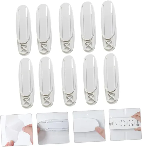 Miniatura 5 de BESPORTBLE 10 pares de soportes de panel de conexión de cable montado en la pared sin perforaciones