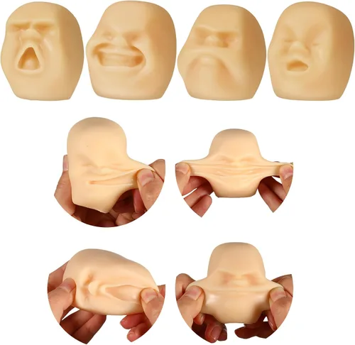 Miniatura 9 de Poen 4 piezas de bolas antiestrés de cara humana para adultos, divertidas bolas de emoción para la cara, juguetes sensoriales para aliviar la Negro