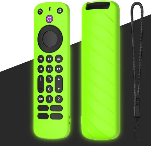 Miniatura 8 de LEFXMOPHY Funda azul compatible con Alexa Voice Remote Pro 2022, funda protectora de silicona que brilla en la oscuridad con correa