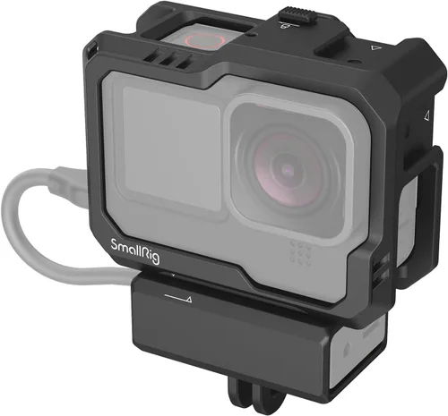 SmallRig Hero 13 / Hero12 / Hero11 / Hero 10 / Hero 9 jaula negra para GoPro, con 2 soportes de zapata fría para GoPro Light Mod y micrófono común,