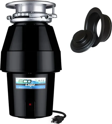 Miniatura 20 de Eco Logic EL-9-DS-BN 9 Deluxe Designer Series - Eliminador de residuos de alimentos con brida de fregadero de níquel cepillado, 3/4 HP Brida