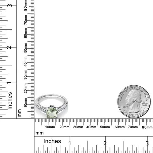Miniatura 6 de Gem Stone King Anillo de compromiso de plata de ley 925 con piedra natal de 0.276 in y zafiro blanco creado Anillo de compromiso de boda