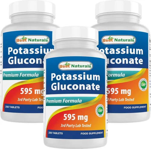 Best Naturals Gluconato de potasio 595 mg 250 tabletas (250 unidades (paquete de 3))