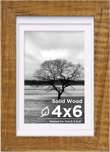 Miniatura 138 de Egofine - Portarretratos de 4 x 6 pulgadas, de madera maciza con plexiglás, para fotos de 3.5 x 5 con paspartú o de 4 x 6 sin paspartú, para colocar