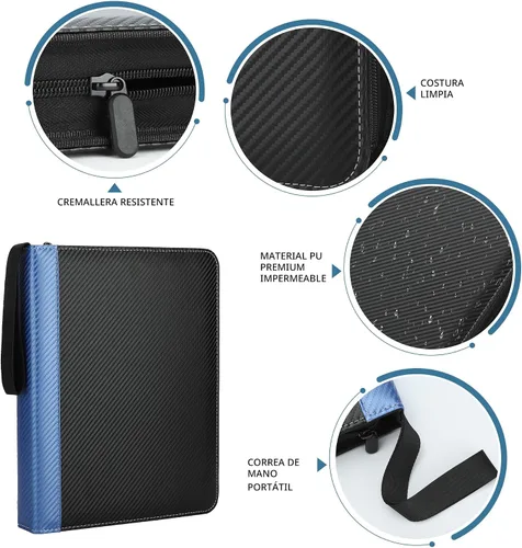 Miniatura 4 de Carpeta de 9 bolsillos para cartas coleccionables con fundas, organizador de cartas, 900 bolsillos de doble cara, carpeta de colección de cartas PU