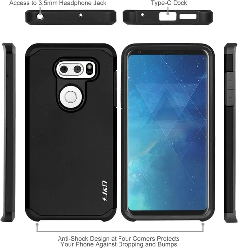 Miniatura 3 de LG V30 Caso, [ArmorBox] [Dual Layer] híbrido prueba de golpes Rugged Case de Protección para LG V30 de J & D, Negro