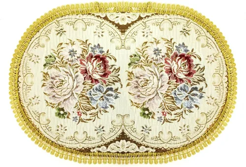 Wrapables® Mantel individual ovalado floral vintage de 18.5 x 13 pulgadas con bordado dorado, rosa romántico