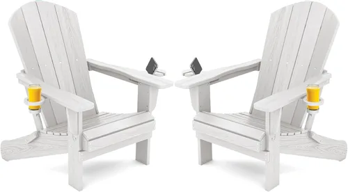 Miniatura 48 de SERWALL Silla Adirondack con portavasos – Juego de 2 sillas Adirondack compuestas para exteriores de polietileno de alta densidad para todo