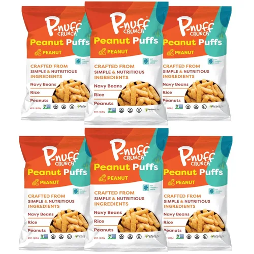 Miniatura 24 de Pnuff Crunch Puffs de Mantequilla de Maní - Bocadillos saludables, aperitivos bajos en calorías, aperitivos sin gluten, veganos, ricos en proteínas