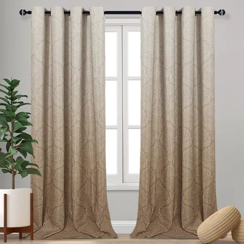 Miniatura 61 de DWCN - Cortinas blackout para dormitorio, diseño de damasco con aislamiento térmico y ojales, para sala de estar, juego de 2 paneles de cortina Gris
