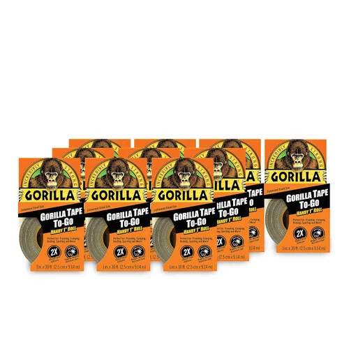 Gorilla 6100101-10 Cinta adhesiva para llevar, 1" x 10 yardas, negro, (paquete de 10), paquete de 10, 10 unidades