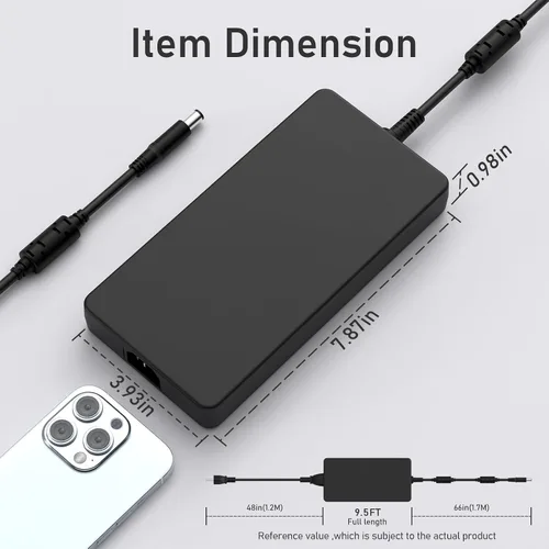 Miniatura 5 de Adaptador de CA de 240 W 180 W 0.291 in compatible con Dell Precision 7680 M6800-M6700 Alienware M15 M17 R1-R5 M17X M18X Area-167.3 ft R2 G5 G7