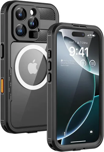 Miniatura 12 de Lanhiem Funda magnética para iPhone 17 Pro Max, IP68 impermeable, a prueba de polvo, compatible con Magsafe, protector de pantalla integrado, cuerpo
