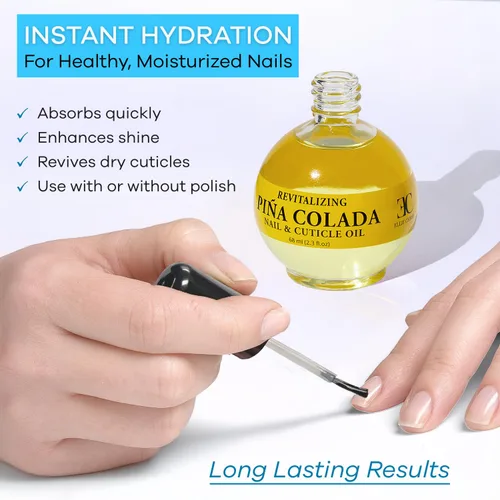 Miniatura 3 de ELLIE CHASE Aceite hidratante para el cuidado de cutículas y uñas, 2.3 onzas líquidas, perfumado de piña colada, infundido con aceite de jojoba