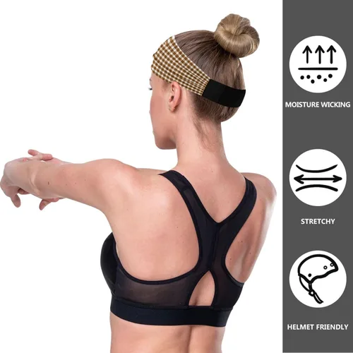 Miniatura 6 de Café Marrón Bronce Gingham banda elástica para el cabello para baloncesto baloncesto bandas elásticas para el cabello