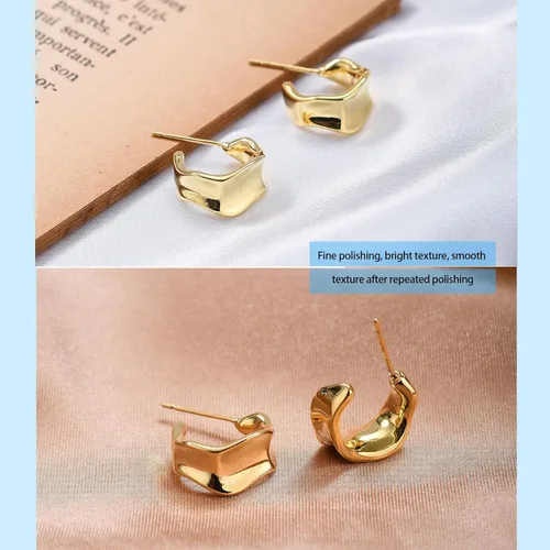 Miniatura 16 de Aretes de aro gruesos de oro para mujer, chapados en oro de 14 quilates y plata, aretes geométricos, aretes colgantes de nudo de moda