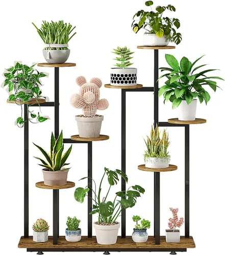 Miniatura 12 de INGIORDAR Soporte para plantas de interior de 4 niveles con 5 estantes para macetas múltiples para patio, jardín, balcón, sala de estar, esquina