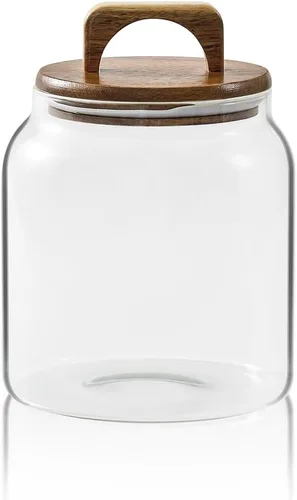 Sweejar Tarros de vidrio para organización de la lavandería, contenedor de cápsulas de lavandería de medio galón, tarros de almacenamiento de