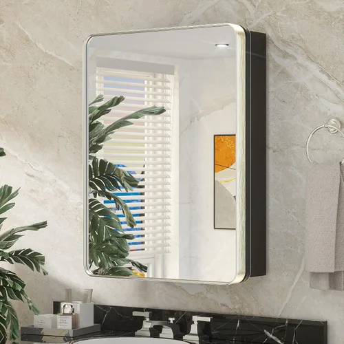 Miniatura 29 de Keonjinn Gabinetes de medicina delgados negros de 15 x 36 pulgadas, botiquín lateral estrecho para baño con espejo, marco de acero inoxidable
