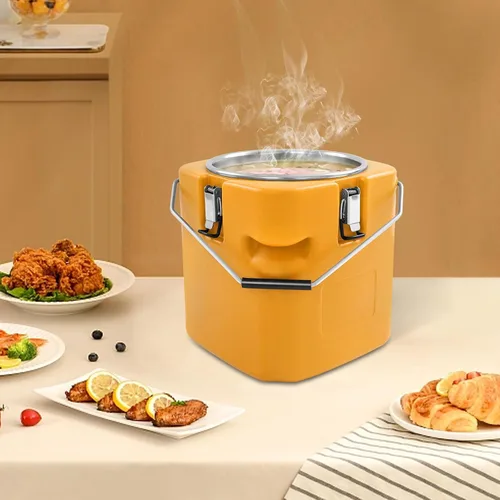 Miniatura 9 de Recipiente aislado para sopa, calentador de alimentos, transportador de frío caliente, cubo de alimentos aislado comercial portátil de 5.28 galones