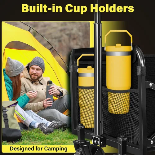 Miniatura 8 de Carrito de Vagones Plegable, Carrito de Vagón Plegable de 360 LBS con Ruedas, Vagón Utilitario Plegable Portátil Todo Terreno para Compras Camping