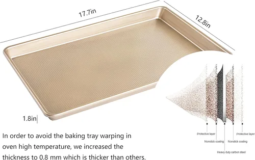 Miniatura 2 de Kitcom Bandeja grande para galletas de 17.7 x 12.8 pulgadas con estante, bandeja antiadherente para hornear con juego de estante de enfriamiento