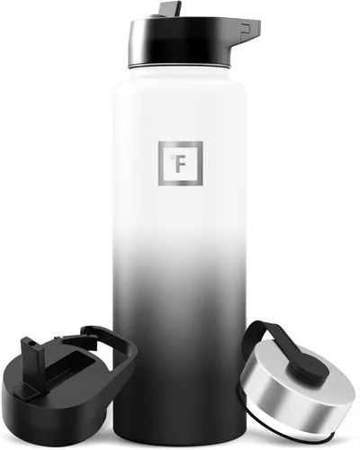 Miniatura 14 de IRON °FLASK Frasco de hidratación para acampar y senderismo con pajilla, botella de agua deportiva de acero inoxidable con aislamiento de boca Dark