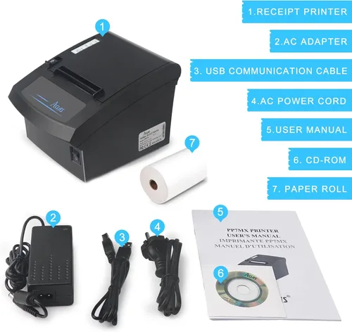 Miniatura 5 de Aclas Impresora térmica de recibos de 3 1/8 pulgadas, impresora POS de alta velocidad de 9.843 in/s con cortador automático y puerto de cajón