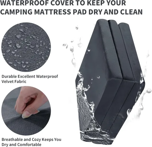 Miniatura 4 de HOMBYS Colchón plegable de espuma viscoelástica para dormir al aire libre, portátil, impermeable, para viajes, camión, cama, tienda de campaña