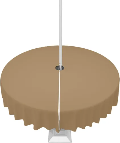 Miniatura 47 de QueenKer Mantel de exterior verde oliva con agujero para sombrilla y cremallera, mantel de color sólido para mesas cuadradas, colección de mesa
