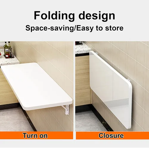 Miniatura 5 de Mesa plegable para montar en la pared, mesa de trabajo plegable, mesa plegable para lavandería, mesa de pared estable y resistente para Blanco