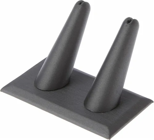 Miniatura 4 de Plymor Pantalla de dedo de anillo de terciopelo negro, doble en base rectangular, 3.625 pulgadas de ancho x 2.125 pulgadas de profundidad x 2.25