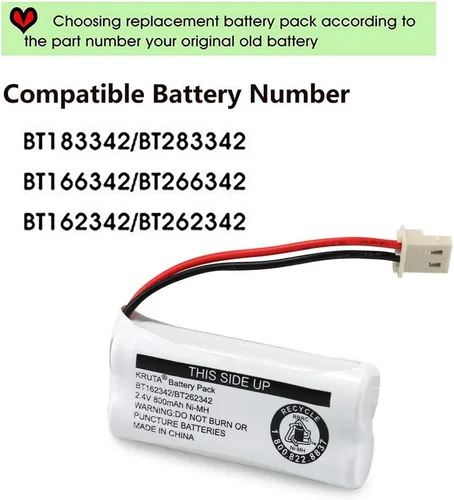 Miniatura 5 de Baterías para teléfono inalámbrico BT162342, BT262342 compatible con BT183342, BT283342, BT166342, BT266342, VTech CS6114, CS6419, CS6719 at&T