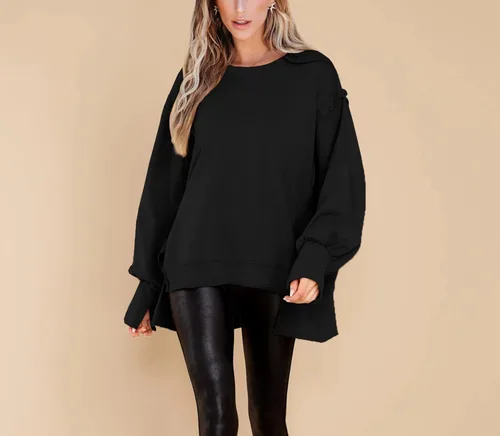 Miniatura 2 de BWQ Women's Oversized Sweatshirt Crew Neck Long Sleeve Shirts Pullover Long Sleeve Tops