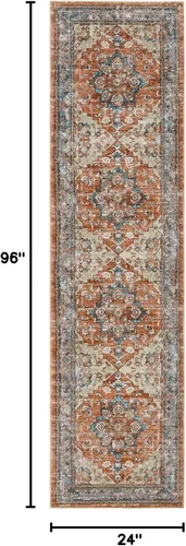 Miniatura 2 de Bsmathom Alfombra de pasillo para pasillos, antideslizante, lavable, estilo bohemio, 2 x 8 pies, alfombras de pelo bajo, alfombras vintage para Rojo