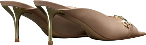 Miniatura 5 de MSONLYDN Sandalias sin correa para mujer, tacones con puntera cuadrada, tacones de cuero, elegantes de 2.56 pulgadas