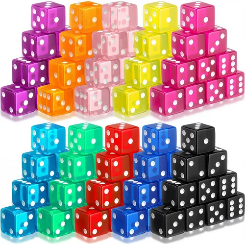 Miniatura 9 de Seenelling Juego de 36 dados de 19 mm estilo casino para Craps, acrílicos y translúcidos D6, cuadrados con bordes redondeados para casino, Craps