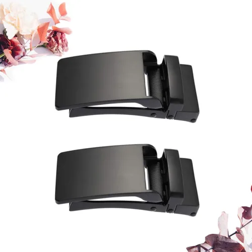 Miniatura 6 de EXCEART 2 hebillas de cinturón para hombre de aleación de negocios con hebilla automática única para cinturón (negro)