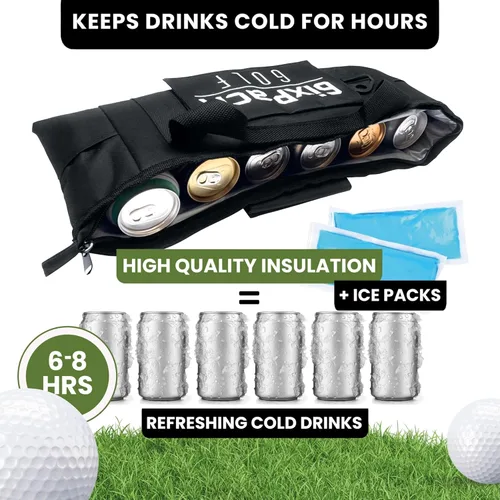 Miniatura 5 de Bolsa enfriadora de golf más 2 paquetes de hielo, aislamiento de celda cerrada HD que mantiene las bebidas frías durante horas, capacidad para 6