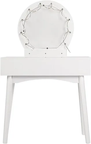 Miniatura 7 de Tocador, mesa de maquillaje, muebles de dormitorio, tocador con espejo LED con taburete de maquillaje, escritorio liso, tocador de maquillaje Negro