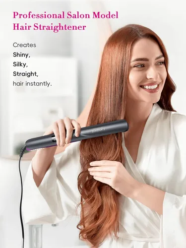 Miniatura 2 de LANDOT Plancha plana de 1 pulgada – Alisadora iónica de cerámica para cabello con brillo sin encrespamiento, temperatura ajustable de 250 a 450 °F