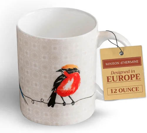 Miniatura 70 de Maison d' Hermine Taza de café con asas, tazas de porcelana fina de hueso, paquete de dos tazas de té para bebidas calientes, capuchino, latte, 015