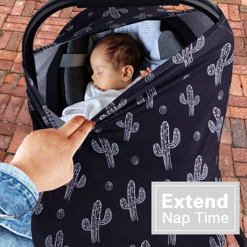 Miniatura 6 de Metplus Funda de asiento de automóvil para bebé, toldo para asiento de automóvil infantil, funda de lactancia materna, fundas elásticas para Cactus