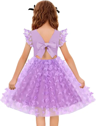 Miniatura 11 de Arshiner Vestido tutú de verano para niñas pequeñas, de tul sin espalda, para fiesta, cumpleaños, vestidos de algodón, 2-6 años