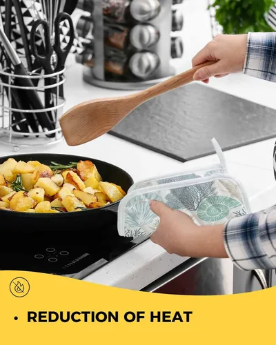 Miniatura 4 de Soportes para ollas de cocina, color azul y verde azulado, con aislamiento térmico, diseño de estrellas de mar y playa de verano, modernas