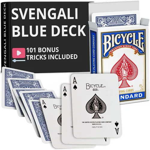 Miniatura 57 de Ted's Sterling Magic Precision Blue Rider Back Bicicleta Svengali Deck con instrucciones para más de 100 trucos (2 de clubes)